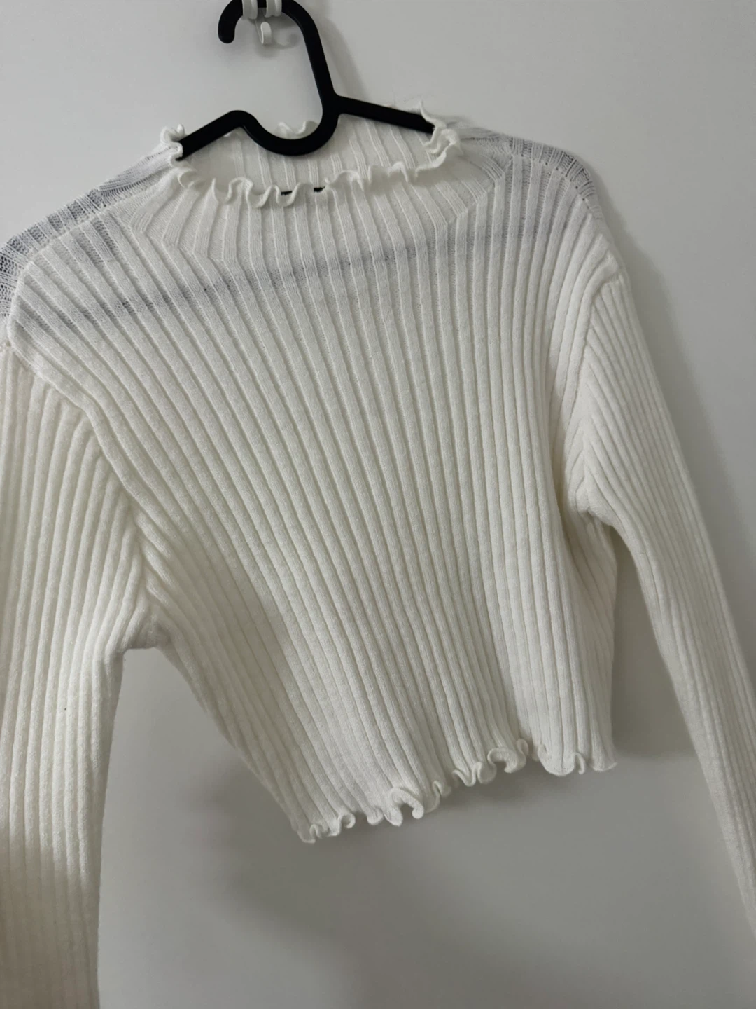 White ribbed long sleeve top - photo 2