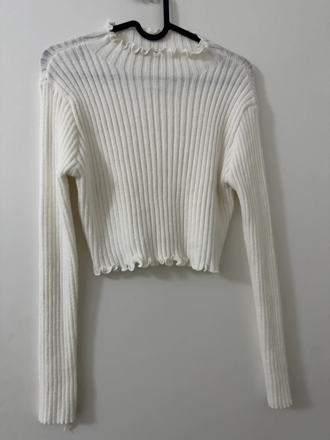 White ribbed long sleeve top - photo 3