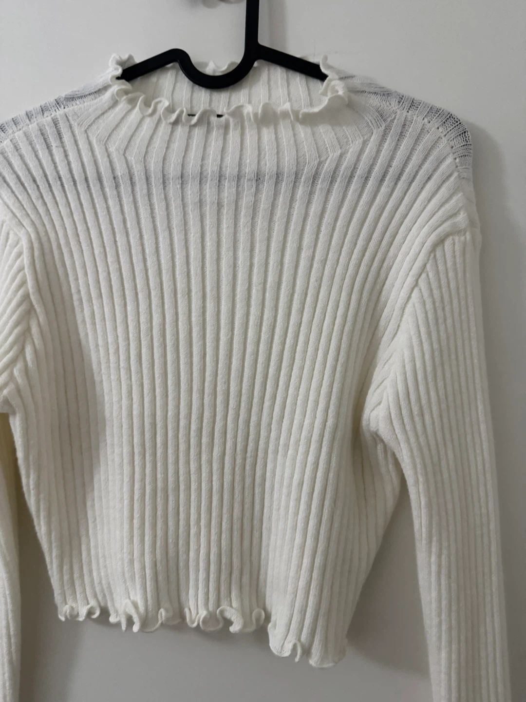 White ribbed long sleeve top - photo 4