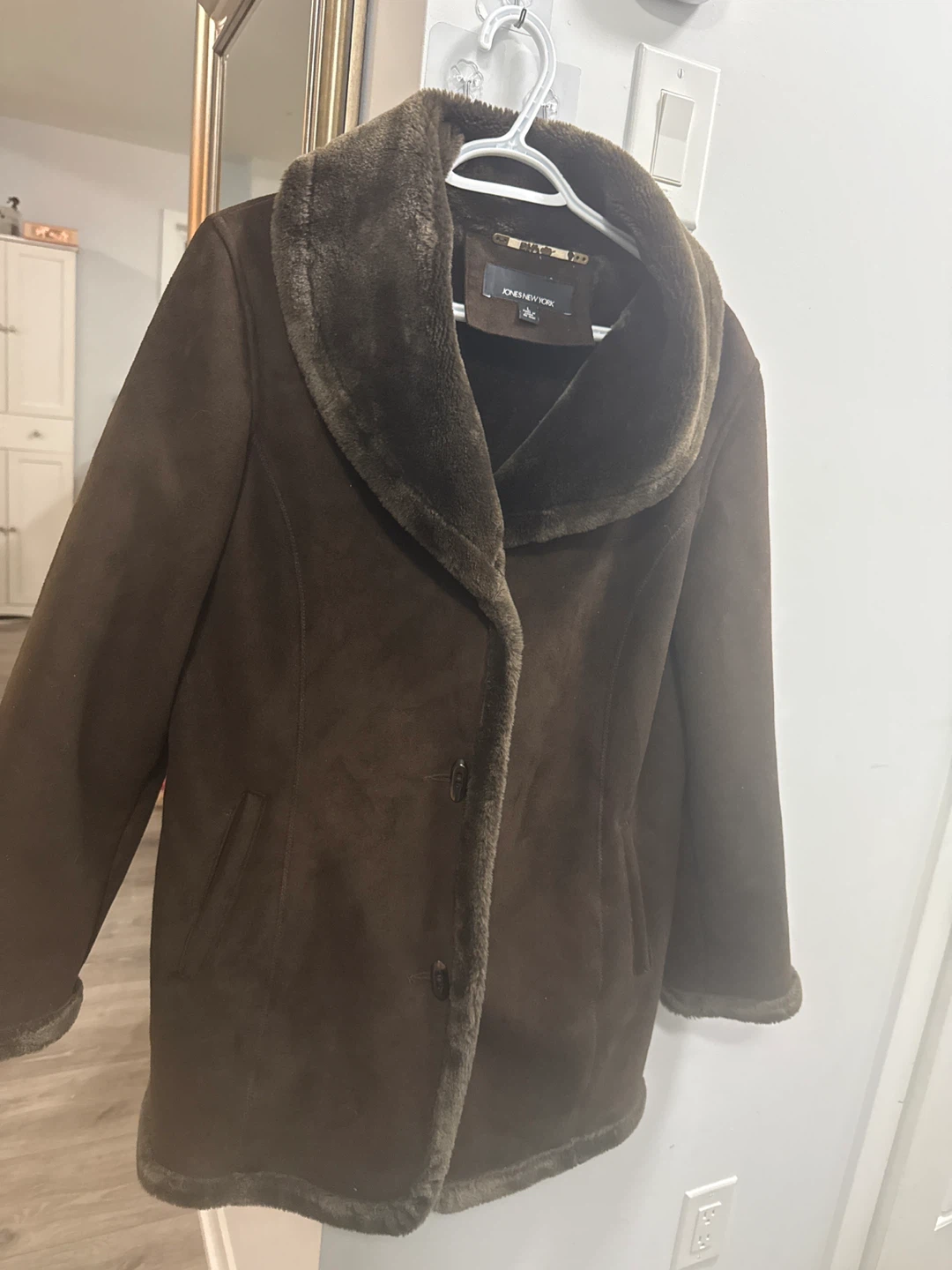 Jones New York Brown Faux Suede Coat
