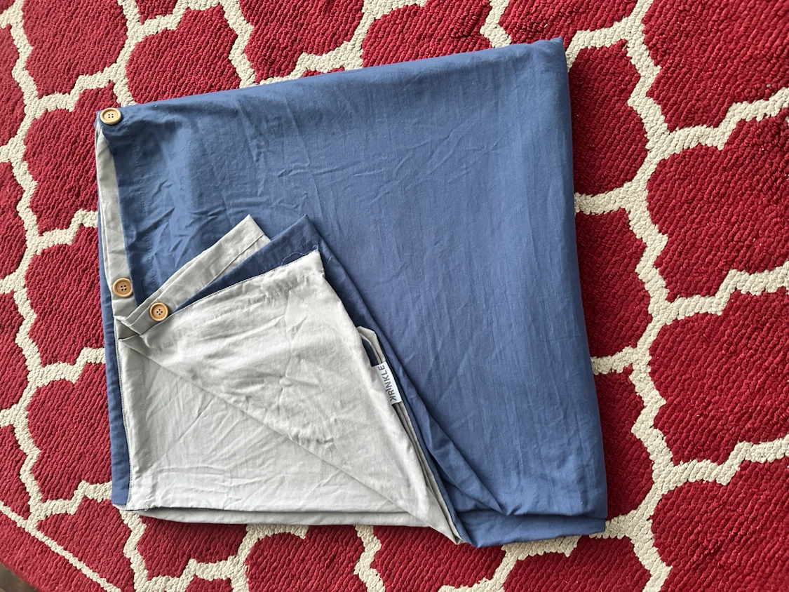 Navy and grey duvet cover set queen size with two pillow cases - photo 2