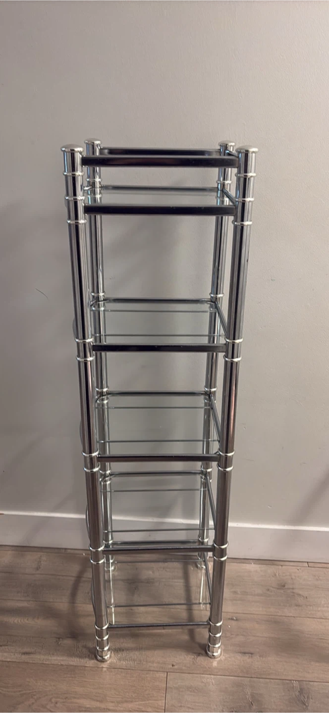 Five Tier Chrome and Glass Shelving Unit - photo 2