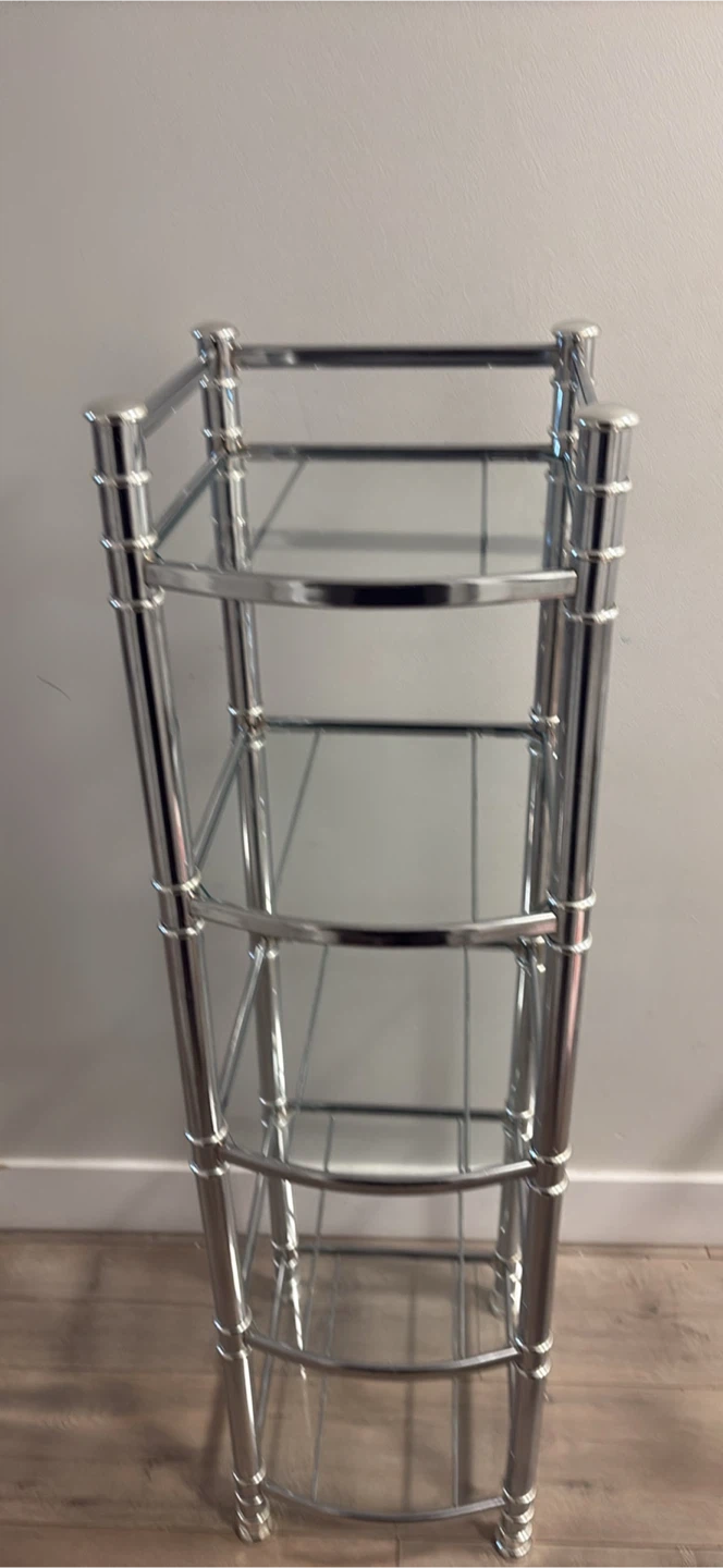 Five Tier Chrome and Glass Shelving Unit - photo 3