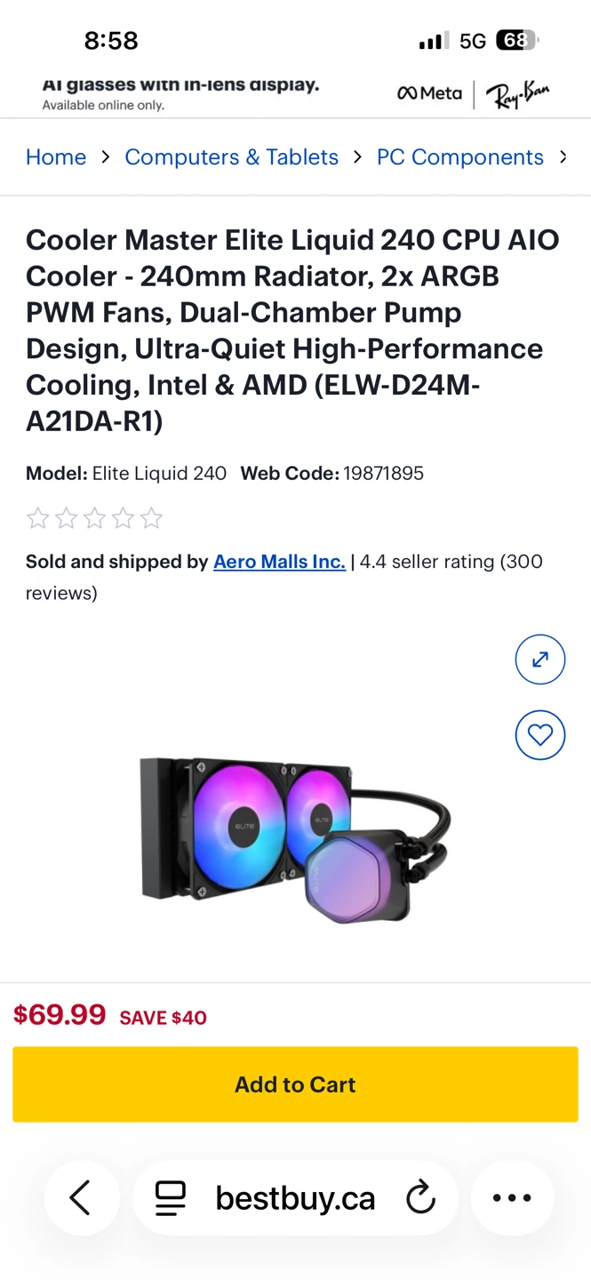 Cooler Master Elite Liquid 240 CPU Cooler