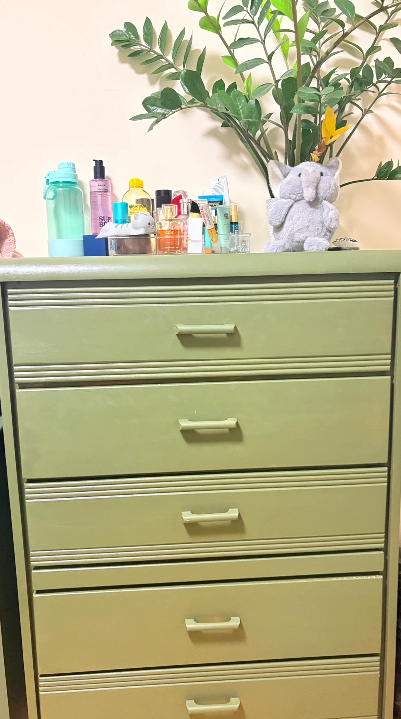 Five-Drawer Sage Green Dresser