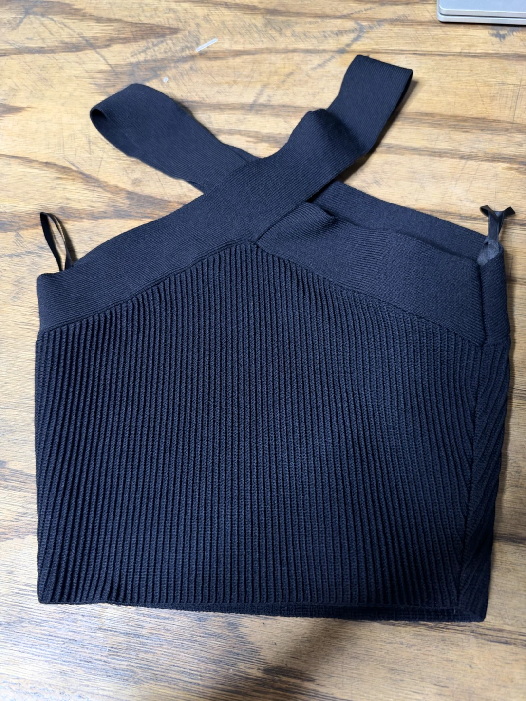 Babaton Black Ribbed Halter Top