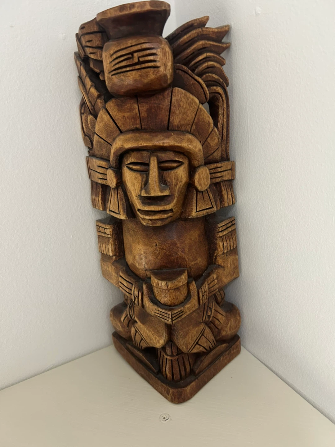 Hand Carved Wooden Mayan Figurine