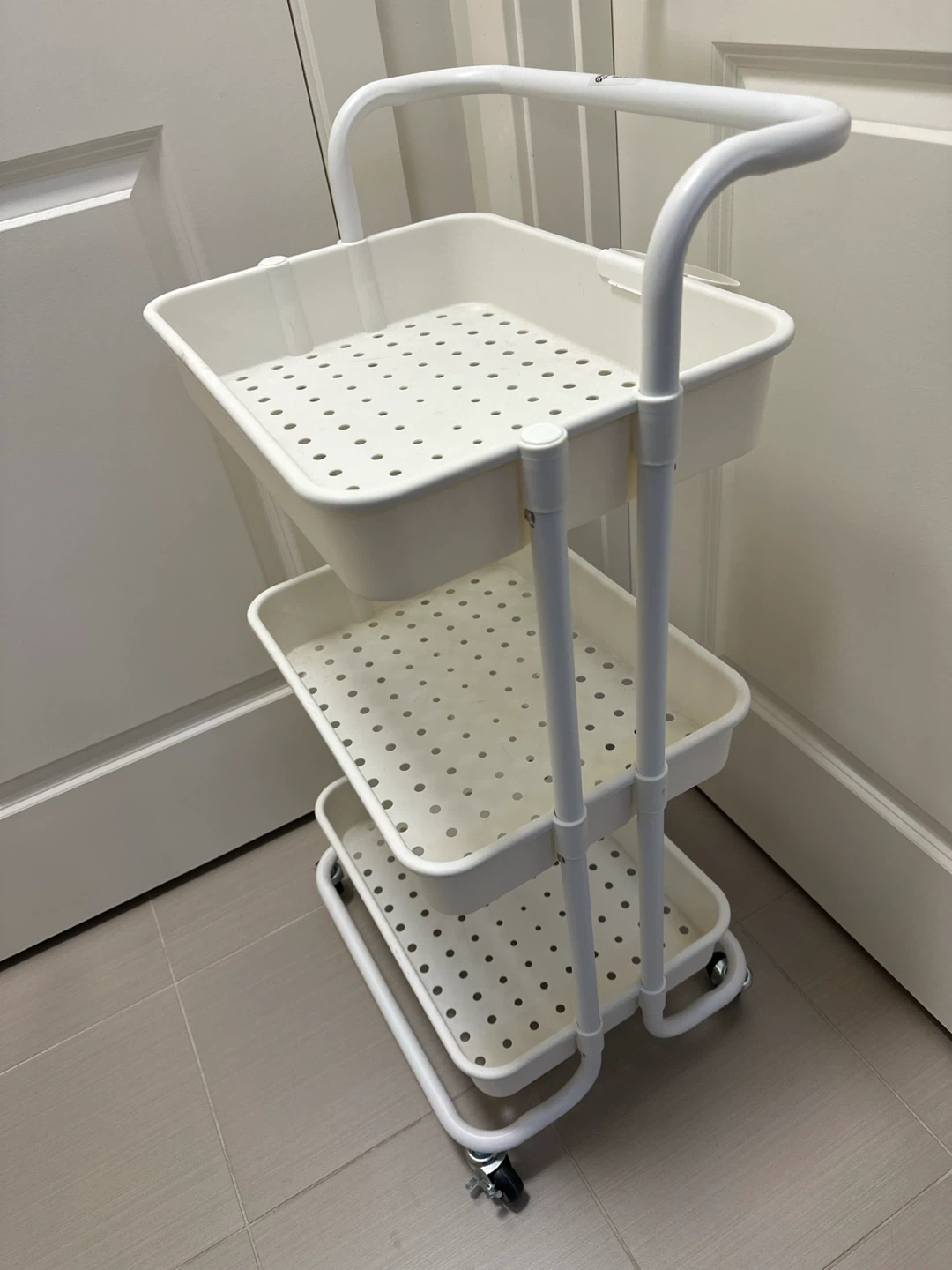 IKEA White 3-Tier Rolling Utility Cart - photo 2