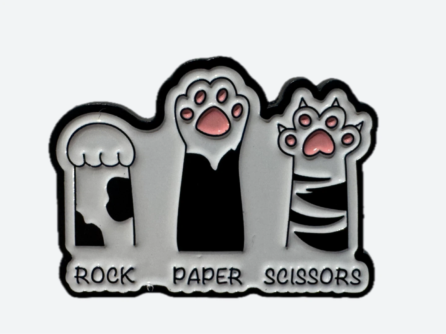 Rock Paper Scissors Cat Paw Enamel Pin
