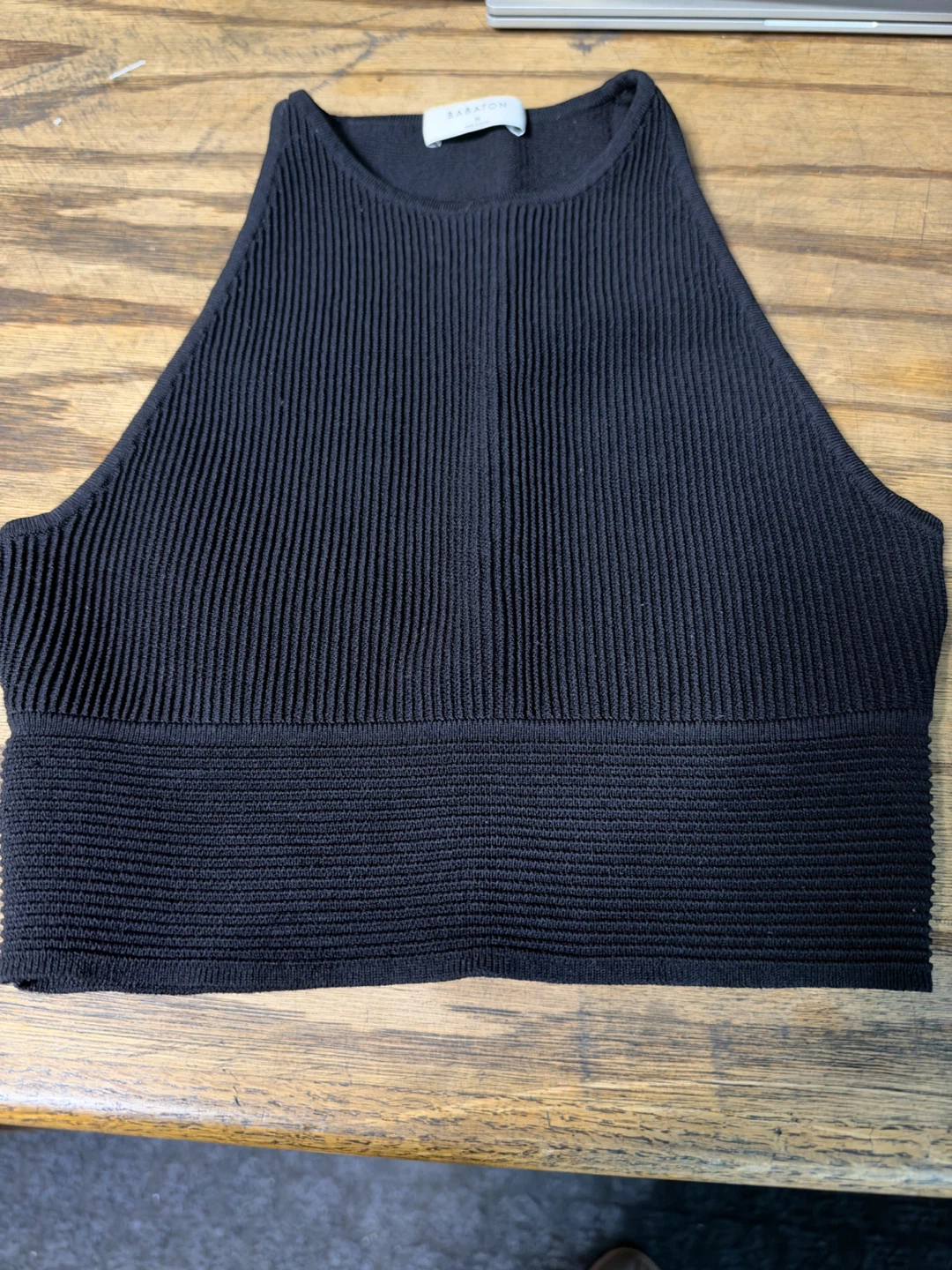 Babaton black knit ribbed crop top