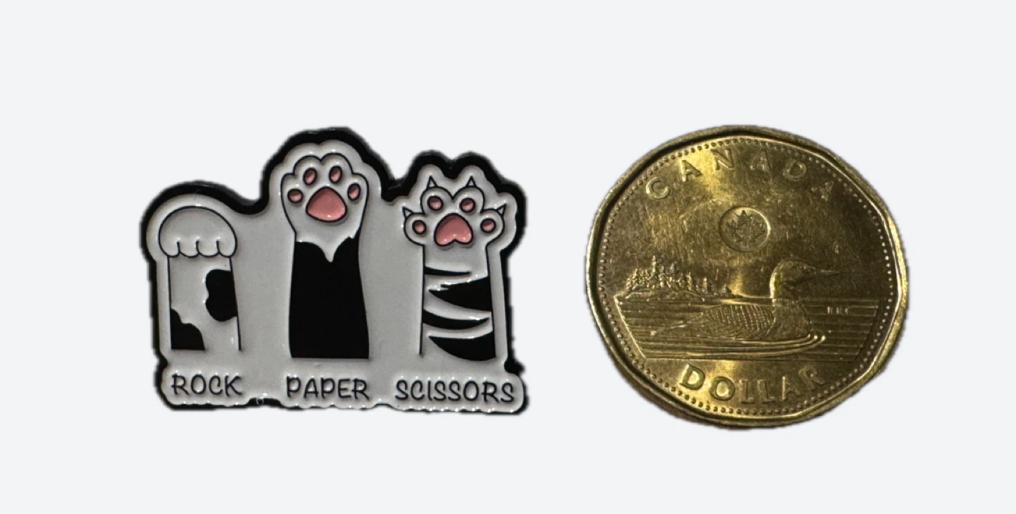 Rock Paper Scissors Cat Paw Enamel Pin - photo 2