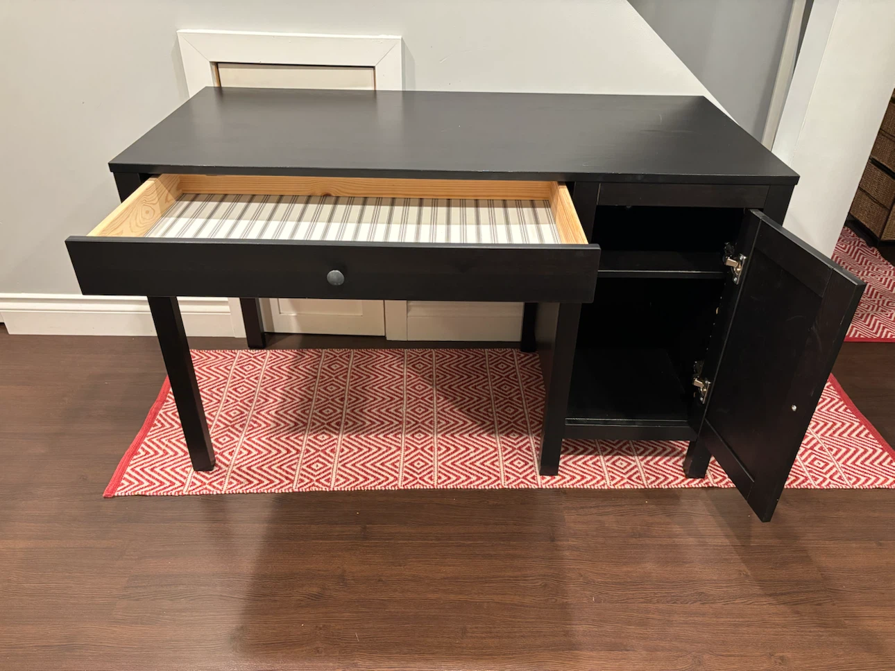 Black wooden desk with storage - photo 2