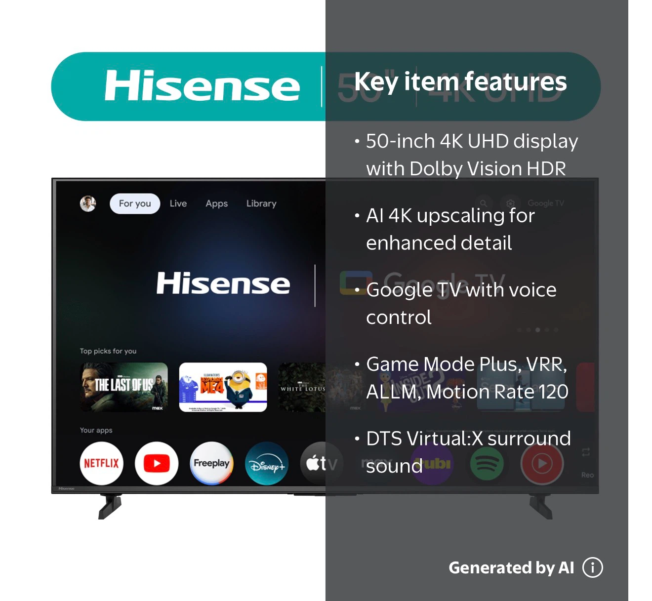 Hisense 50-inch 4K UHD Smart TV with Google TV - photo 5