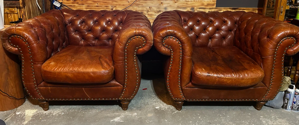 Leather Armchair and Couch Set