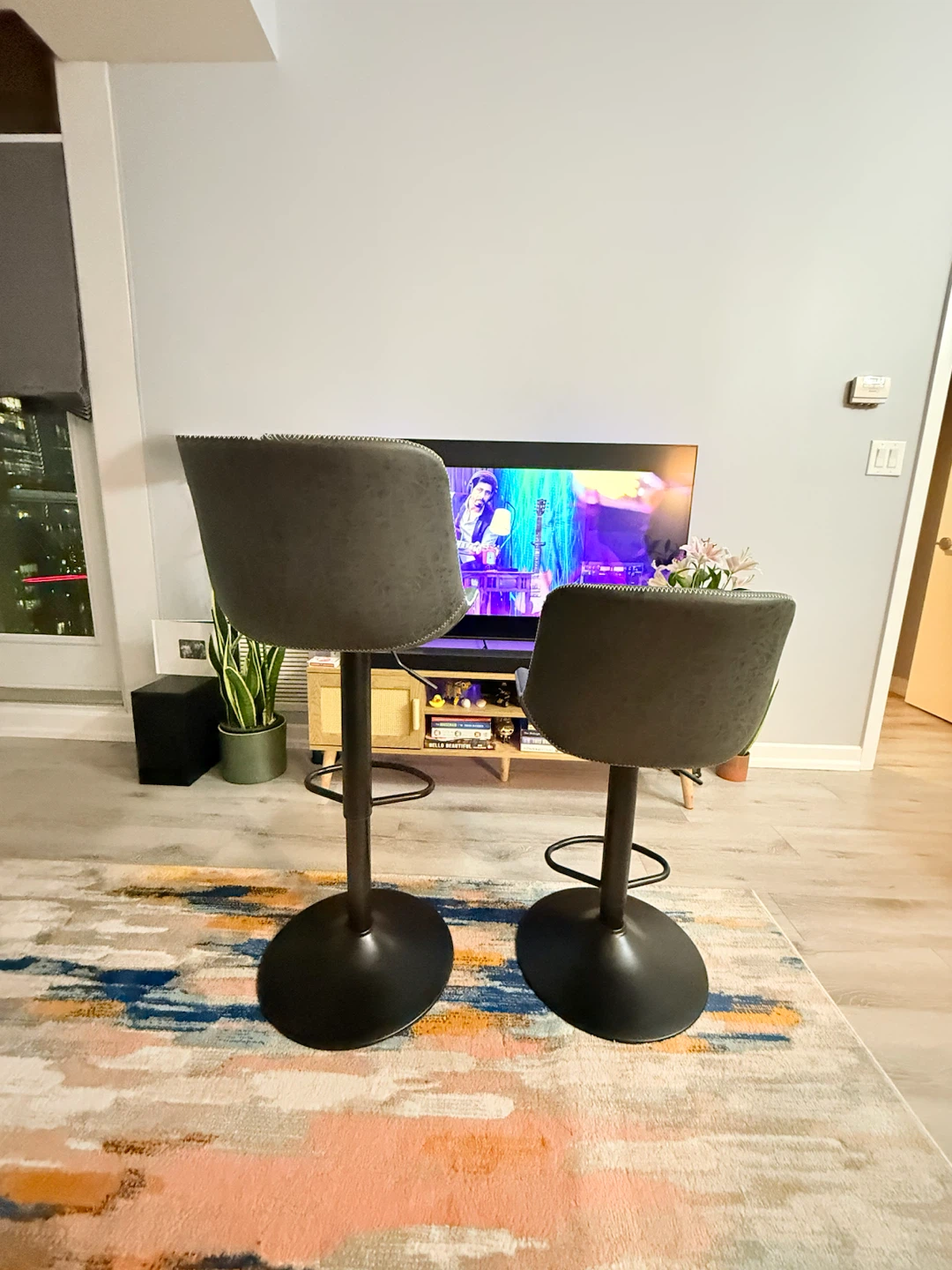 Two Grey Adjustable Bar Stools - photo 2