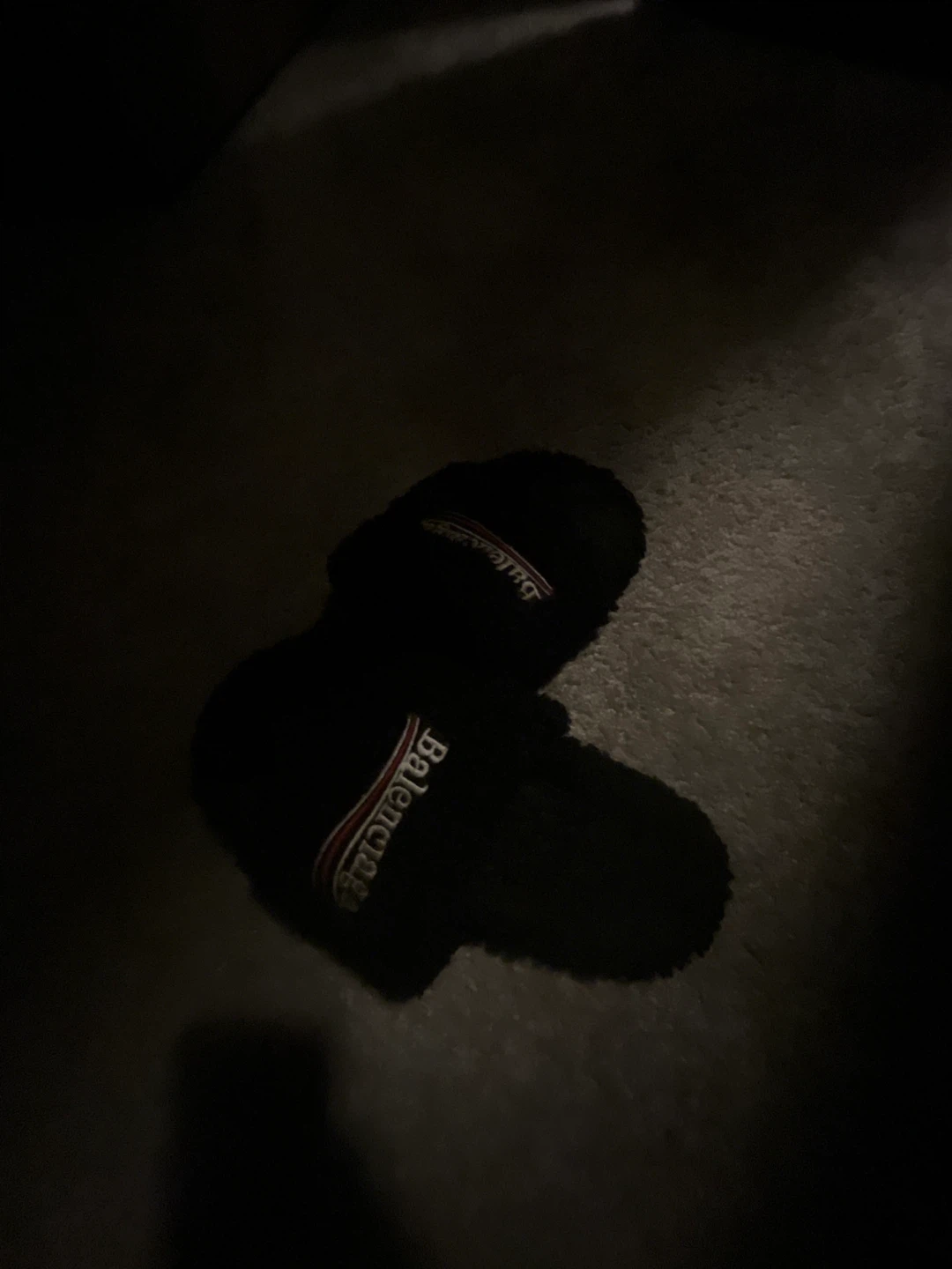 Balenciaga Black Fuzzy Slides