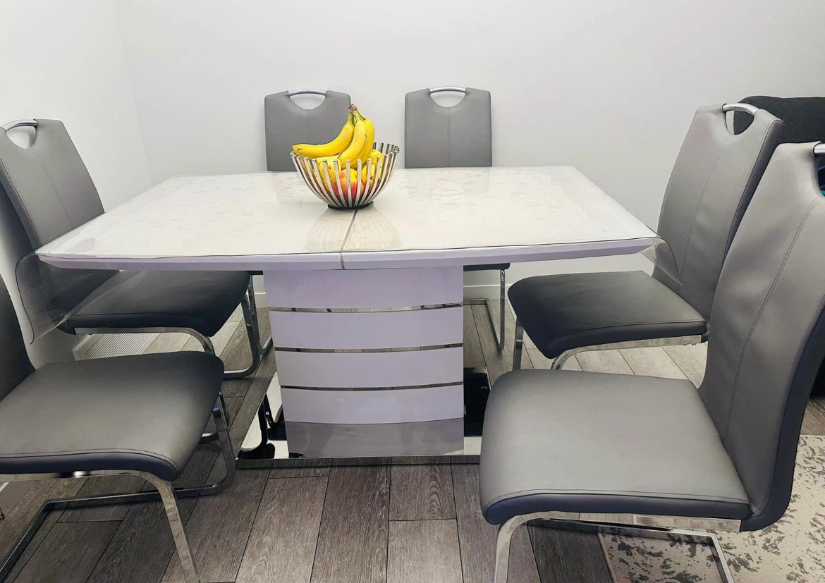 Modern Dining Table and 6 Grey Chairs - photo 2