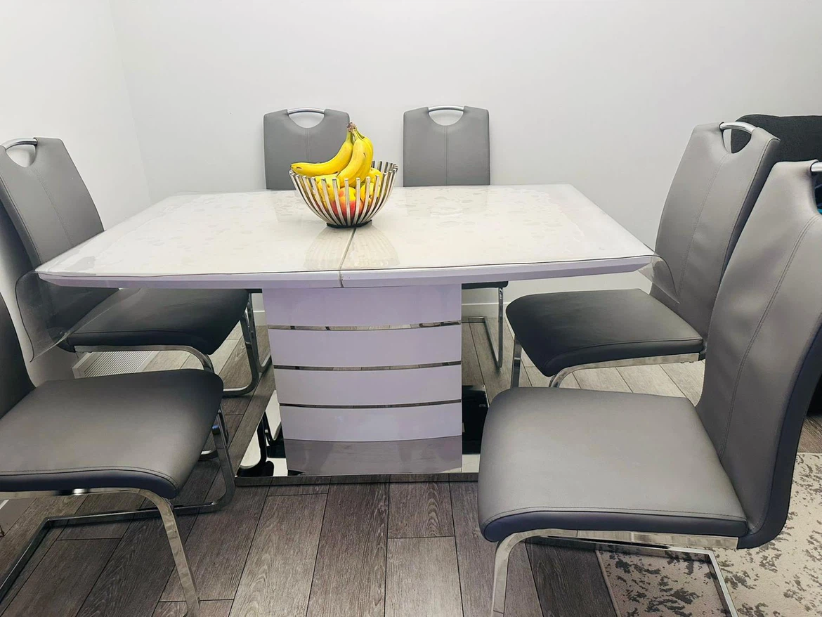 Modern Dining Table and 6 Grey Chairs - photo 4