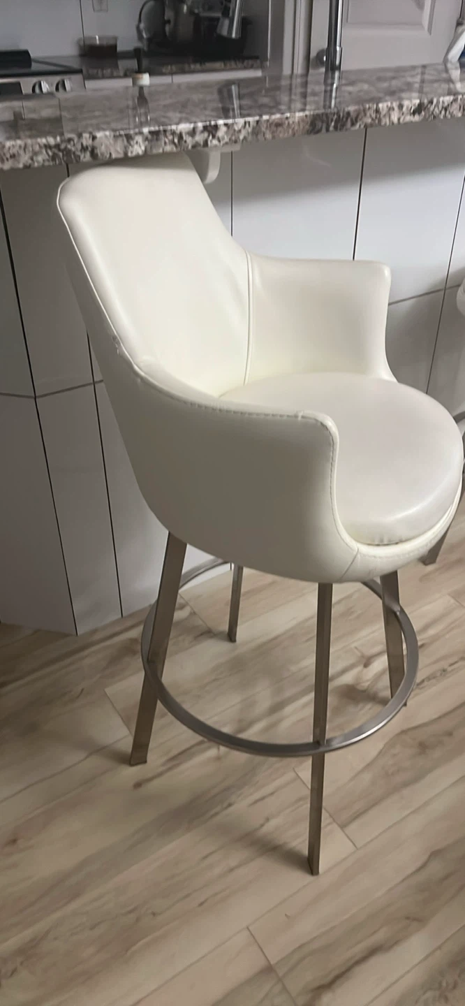 6 White Swivel Bar Stool