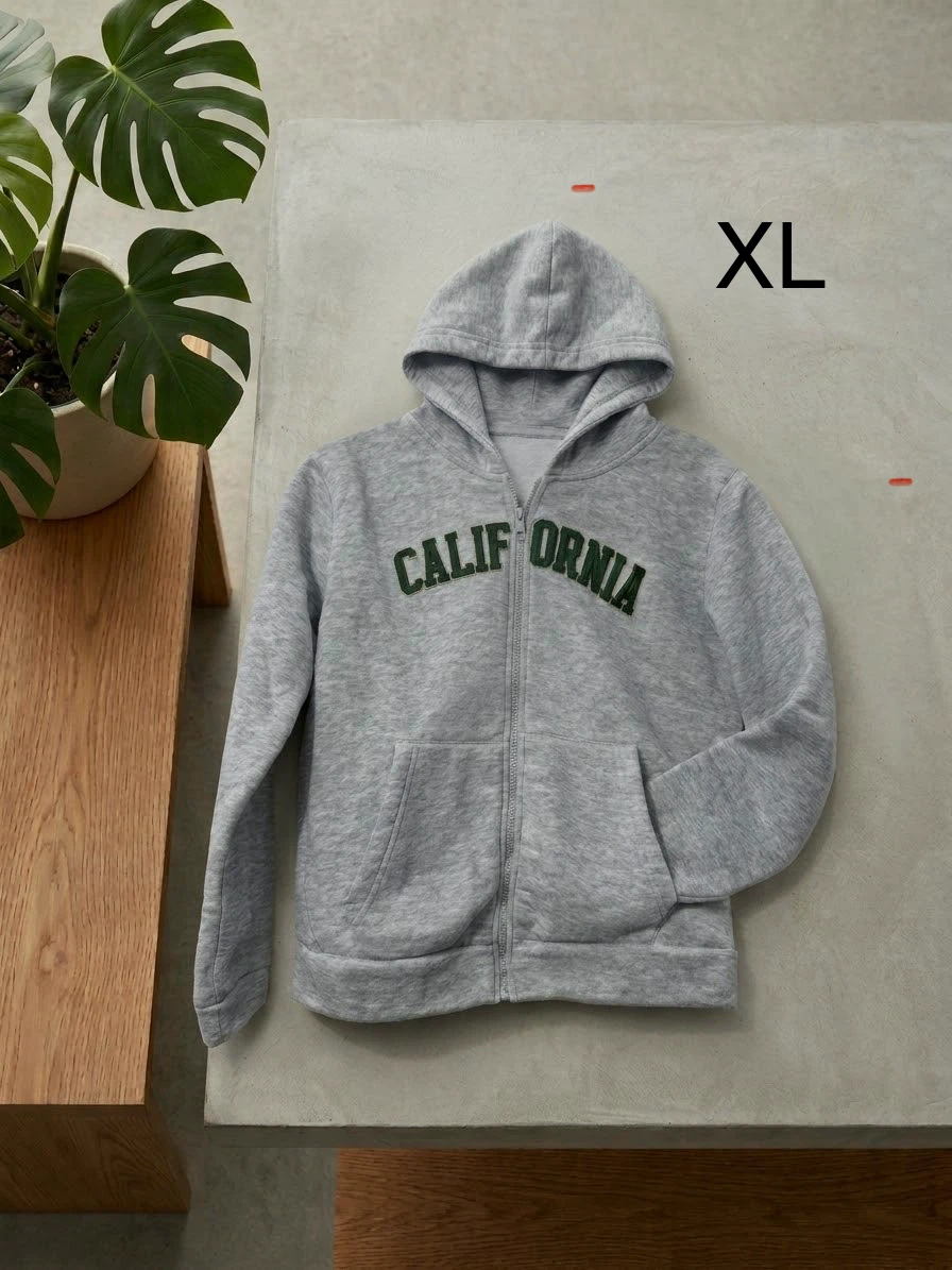 California Zip-Up Hoodie Gray