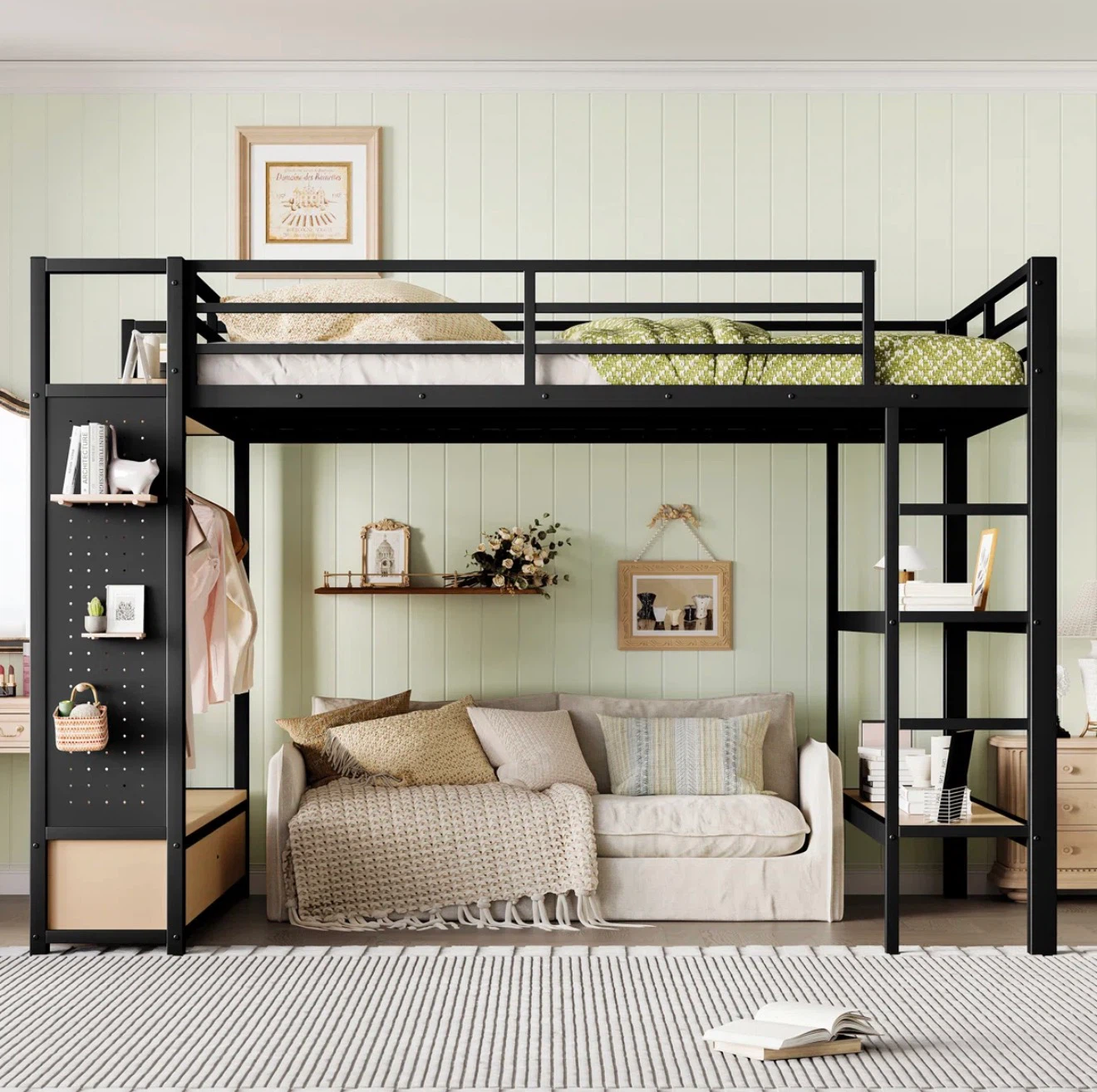 Queen size metal loft bed