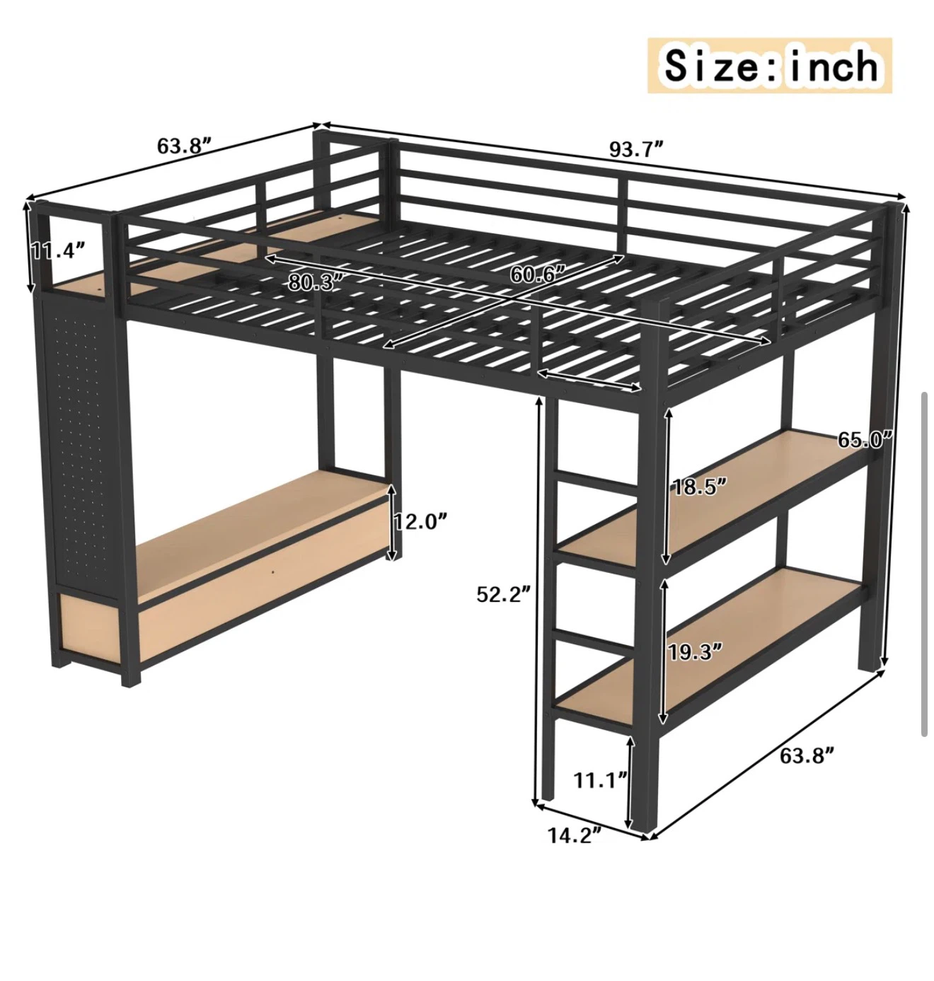 Queen size metal loft bed - photo 3