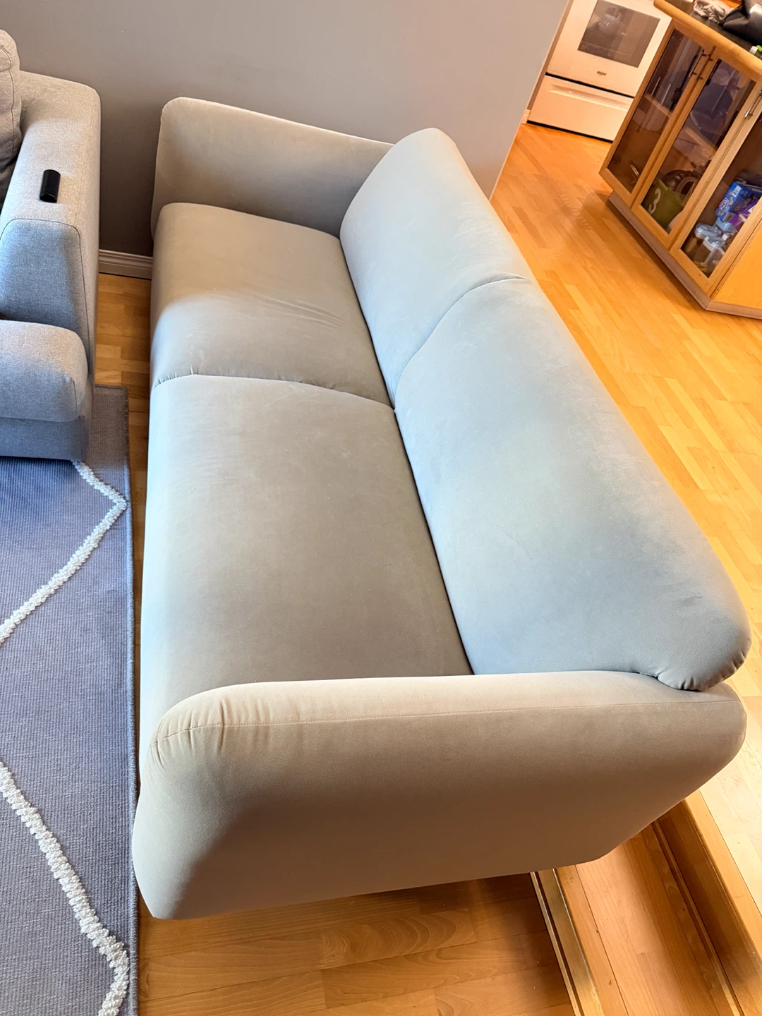 2 Light Grey Fabric Sofa - photo 2