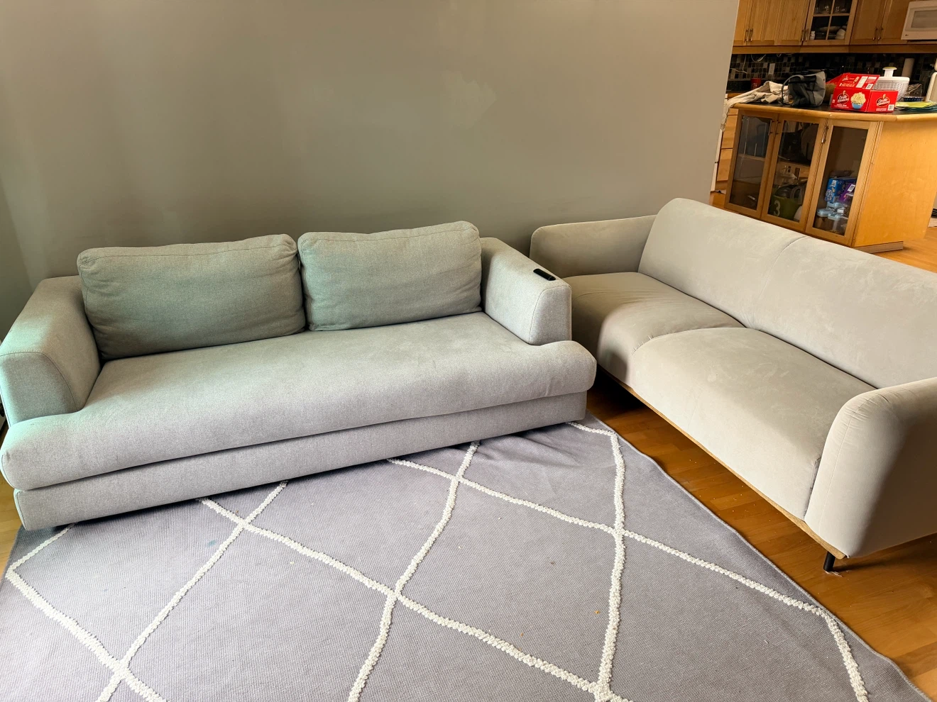 2 Light Grey Fabric Sofa - photo 3
