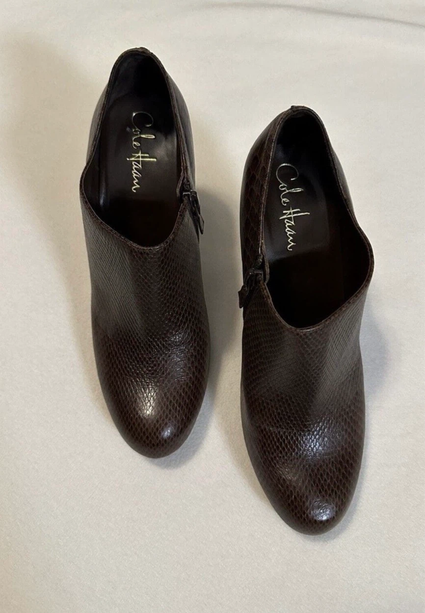Cole Haan NikeAir Snakeskin Brown Ankle Booties Boots 9B - photo 2