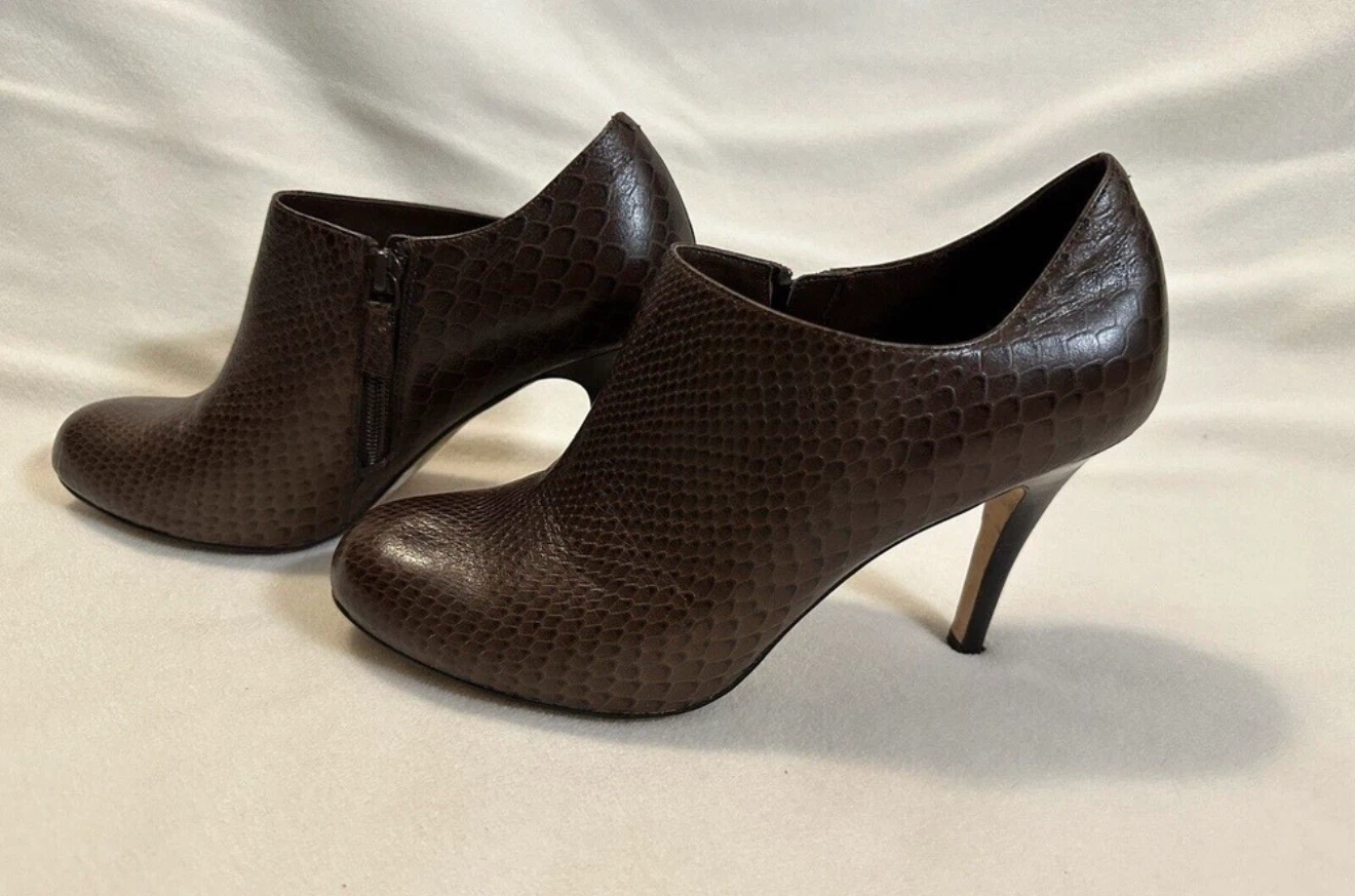 Cole Haan NikeAir Snakeskin Brown Ankle Booties Boots 9B - photo 5