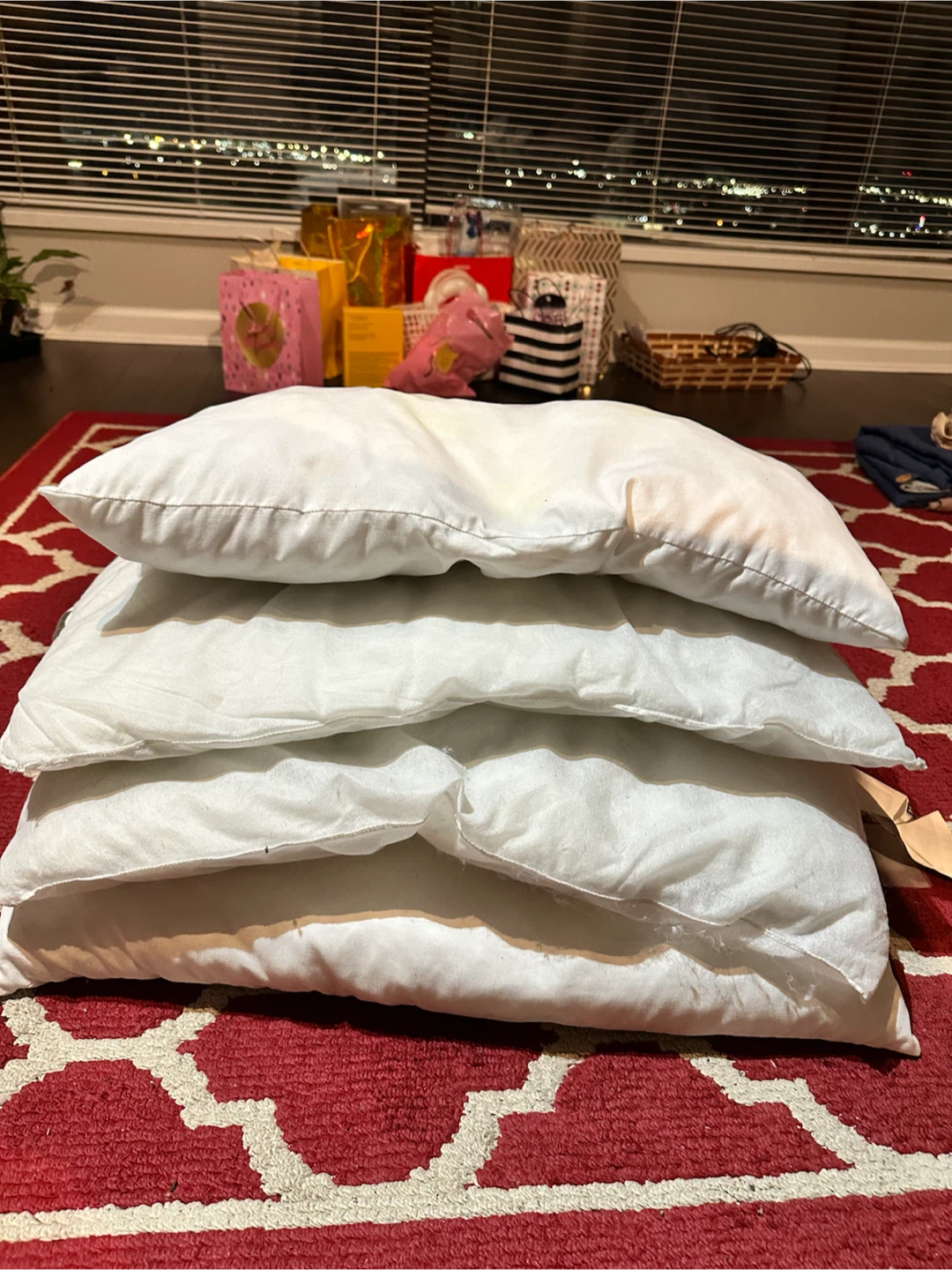 4 IKEA pillows. 2 LAPPTÅTEL Pillows and 2 IKEA SLAN pillows