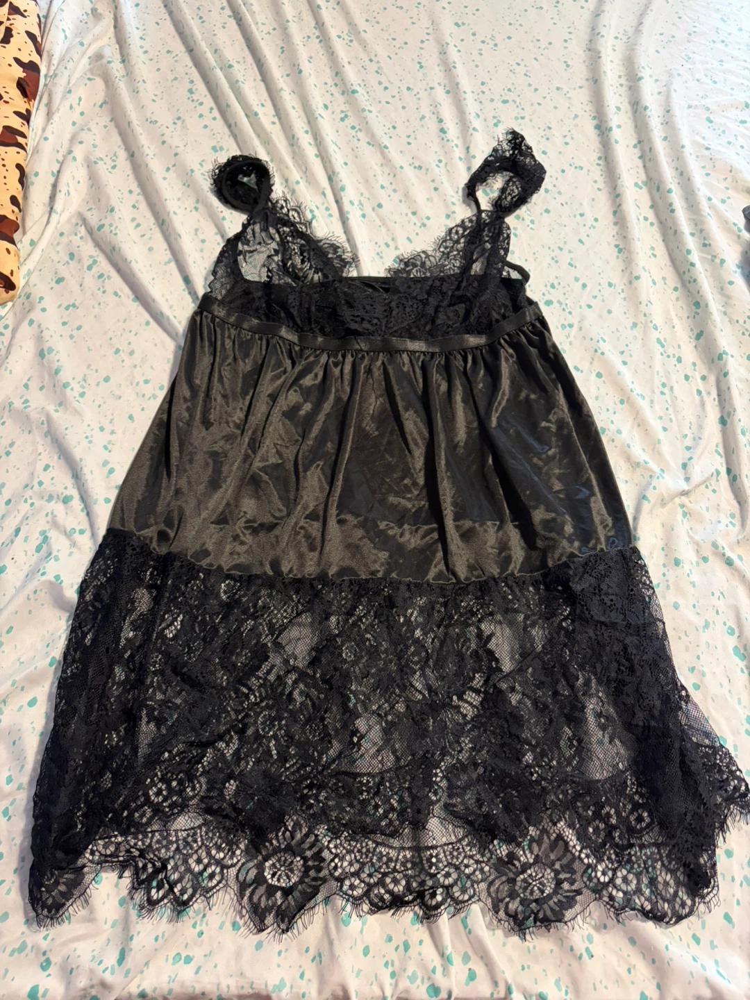 Black Lace Trimmed Chemise