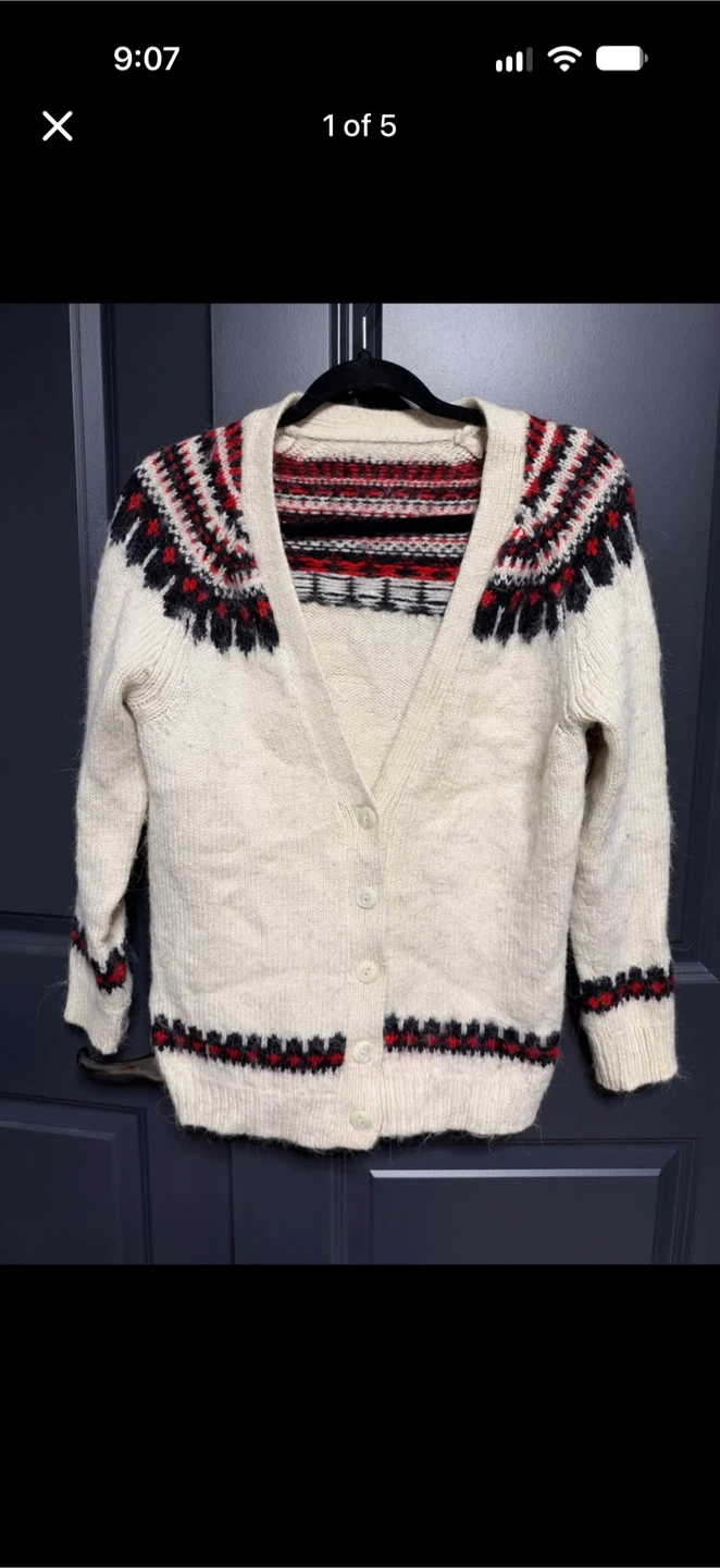 TNA Merino Wool Blend Patterned Cardigan