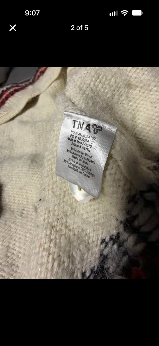 TNA Merino Wool Blend Patterned Cardigan - photo 2