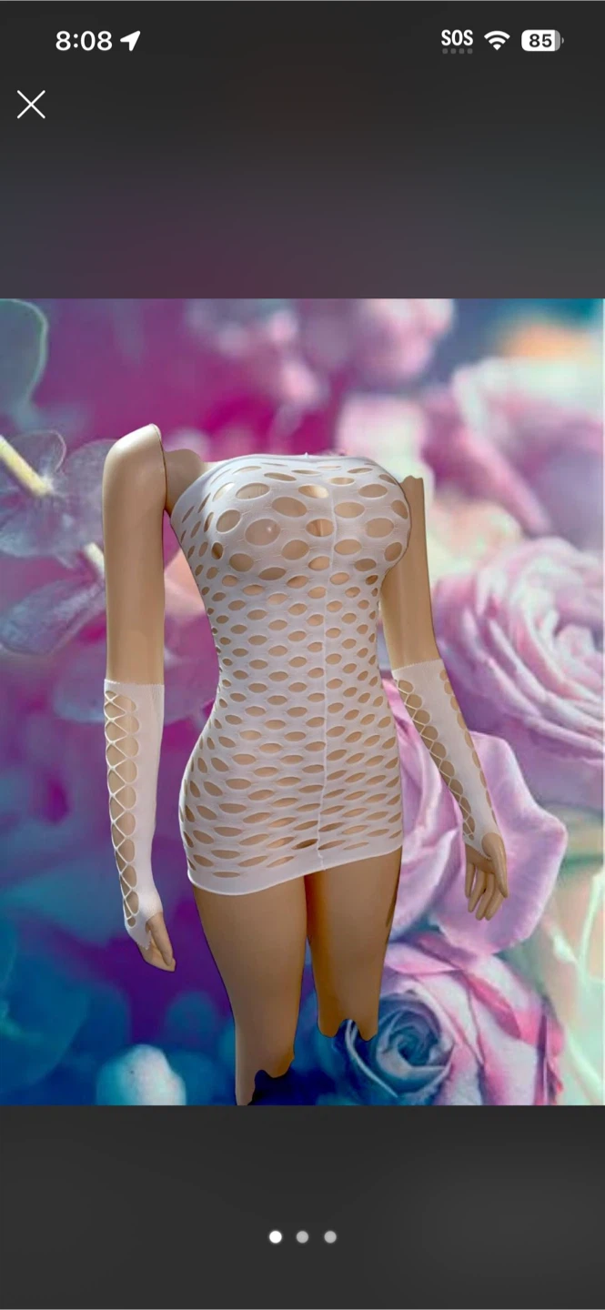 White Mesh Tube Dress and Arm Warmers Set