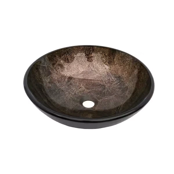 Tempered Glass Vessel Bathroom Sink - Bronze Finish - photo 2