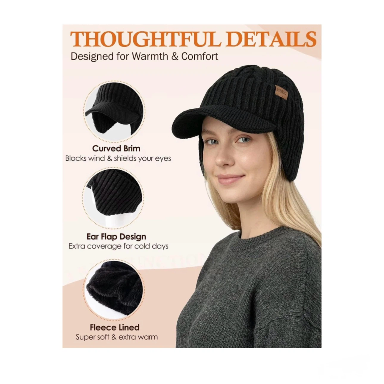 Brand new Visor Beanie with Ear Flaps for Women - photo 4