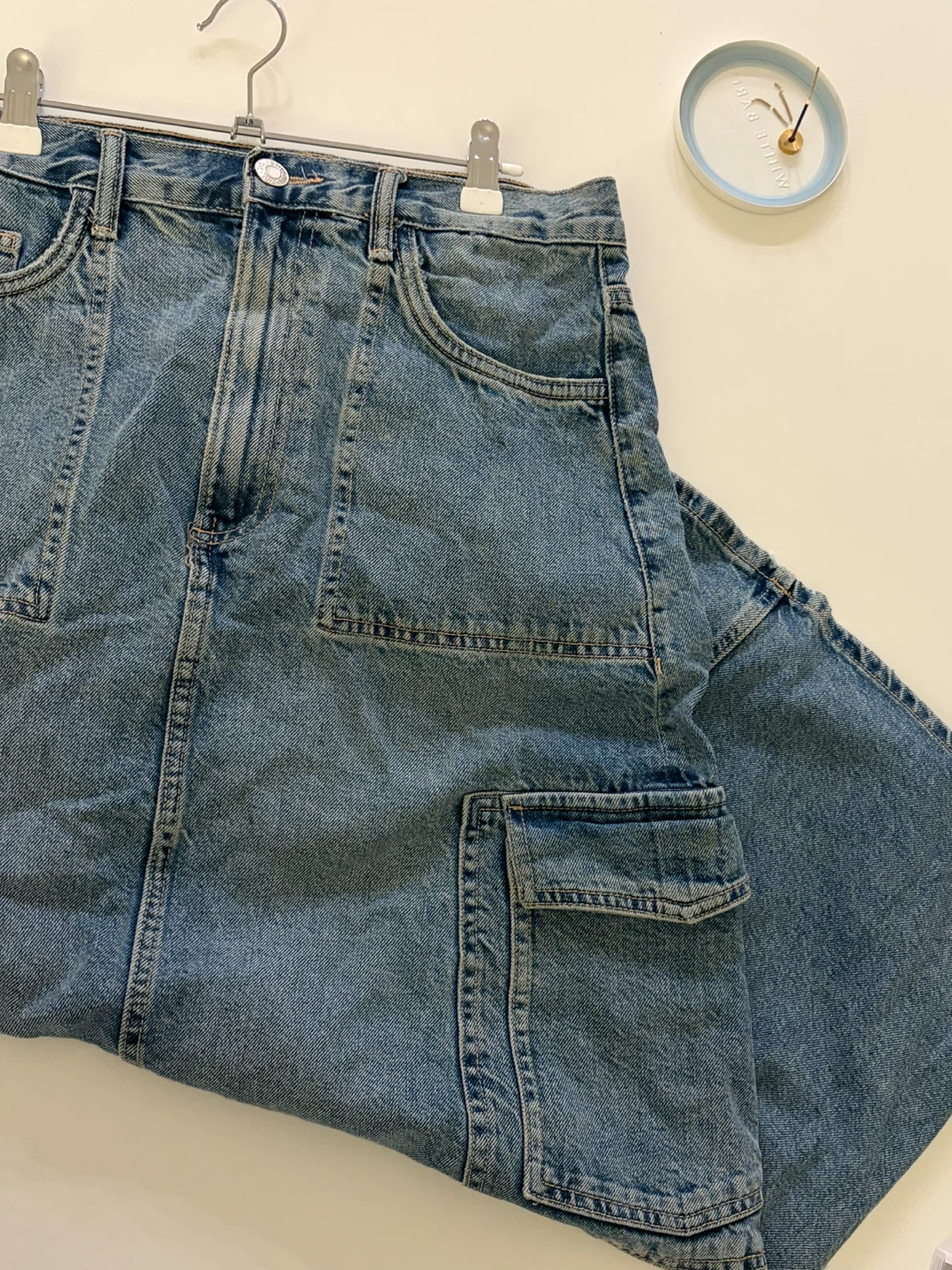 Zara Denim Cargo Long Skirt
