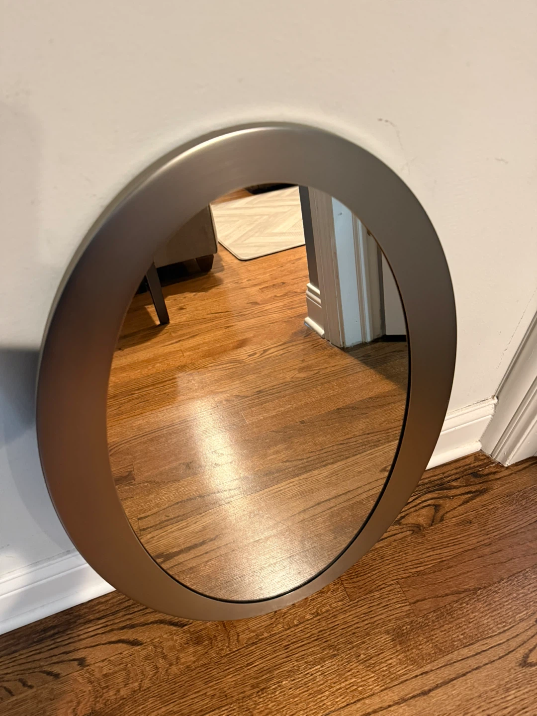 Oval Wall Mirror with Silver Frame - photo 2