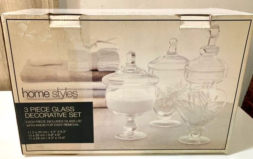 3-Piece Decorative Glass Jar Set/Apothecary