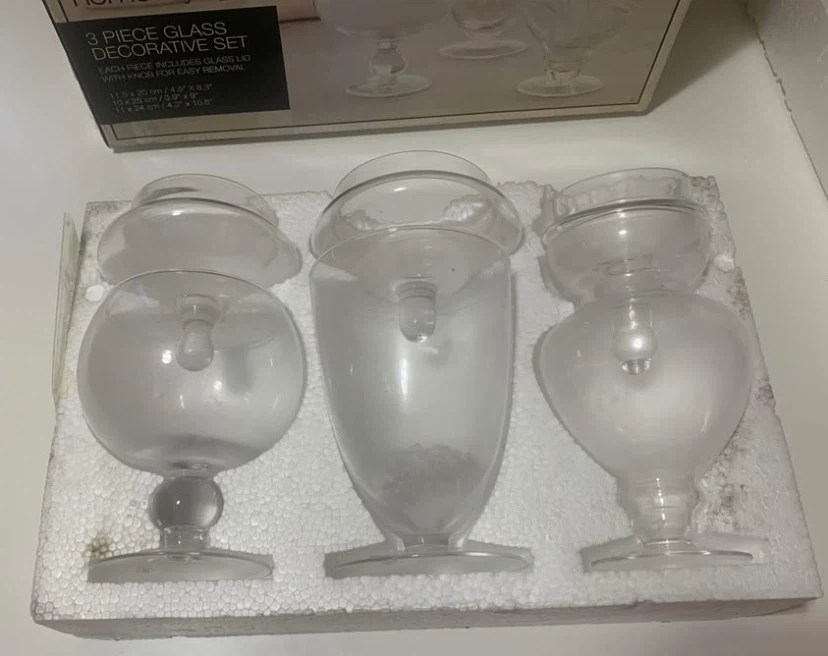 3-Piece Decorative Glass Jar Set/Apothecary - photo 3