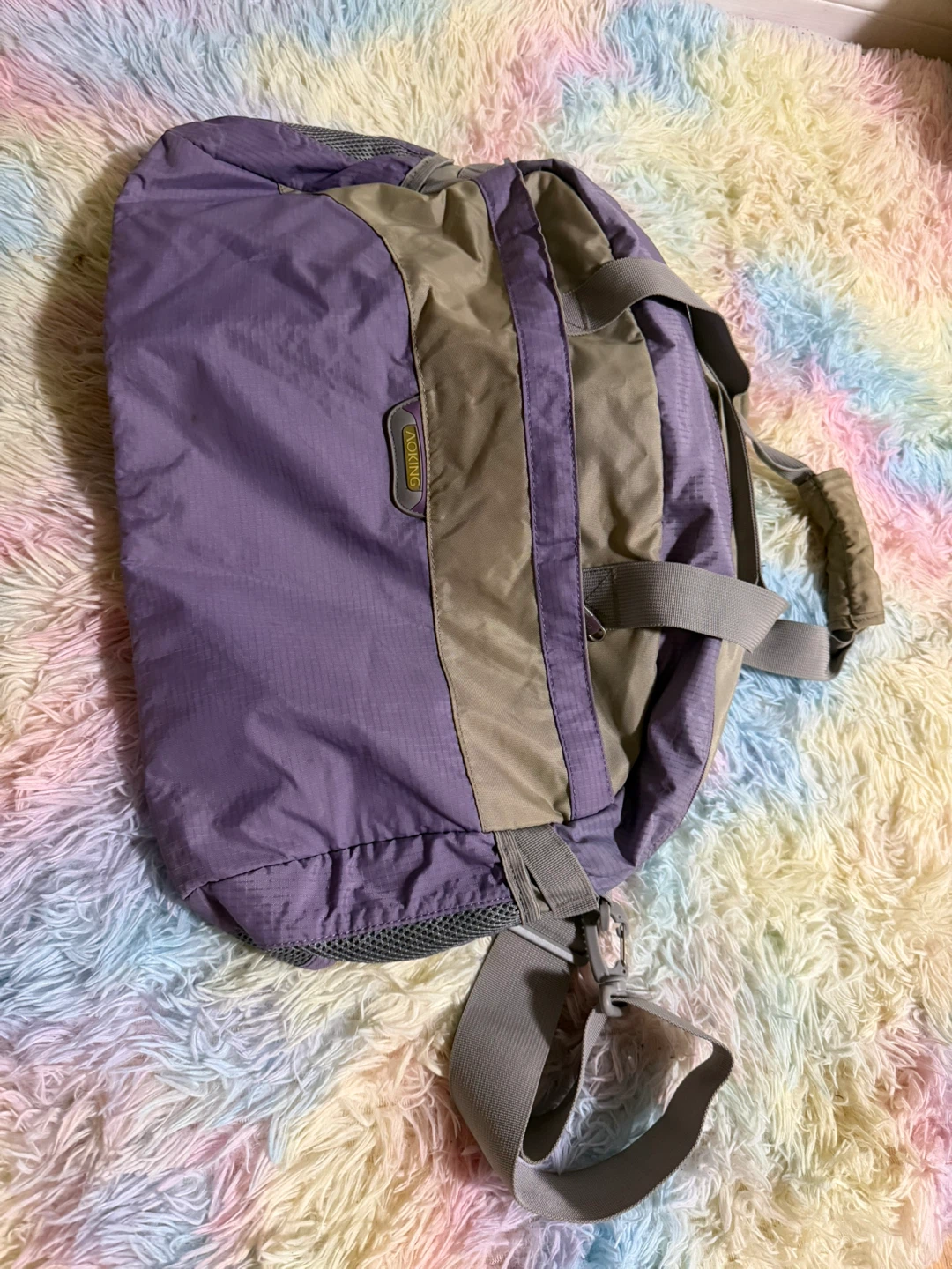 Aoking Purple and Tan Duffel Bag - photo 2