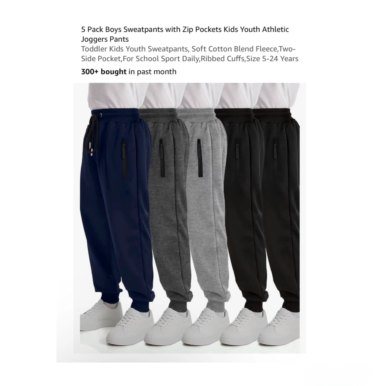 Brand new 5 Pack Boys Sweatpants with Zip Pockets