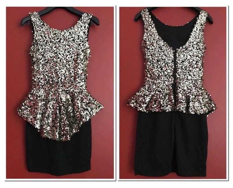 Elegant Sequin Peplum Mini Dress – XS/S