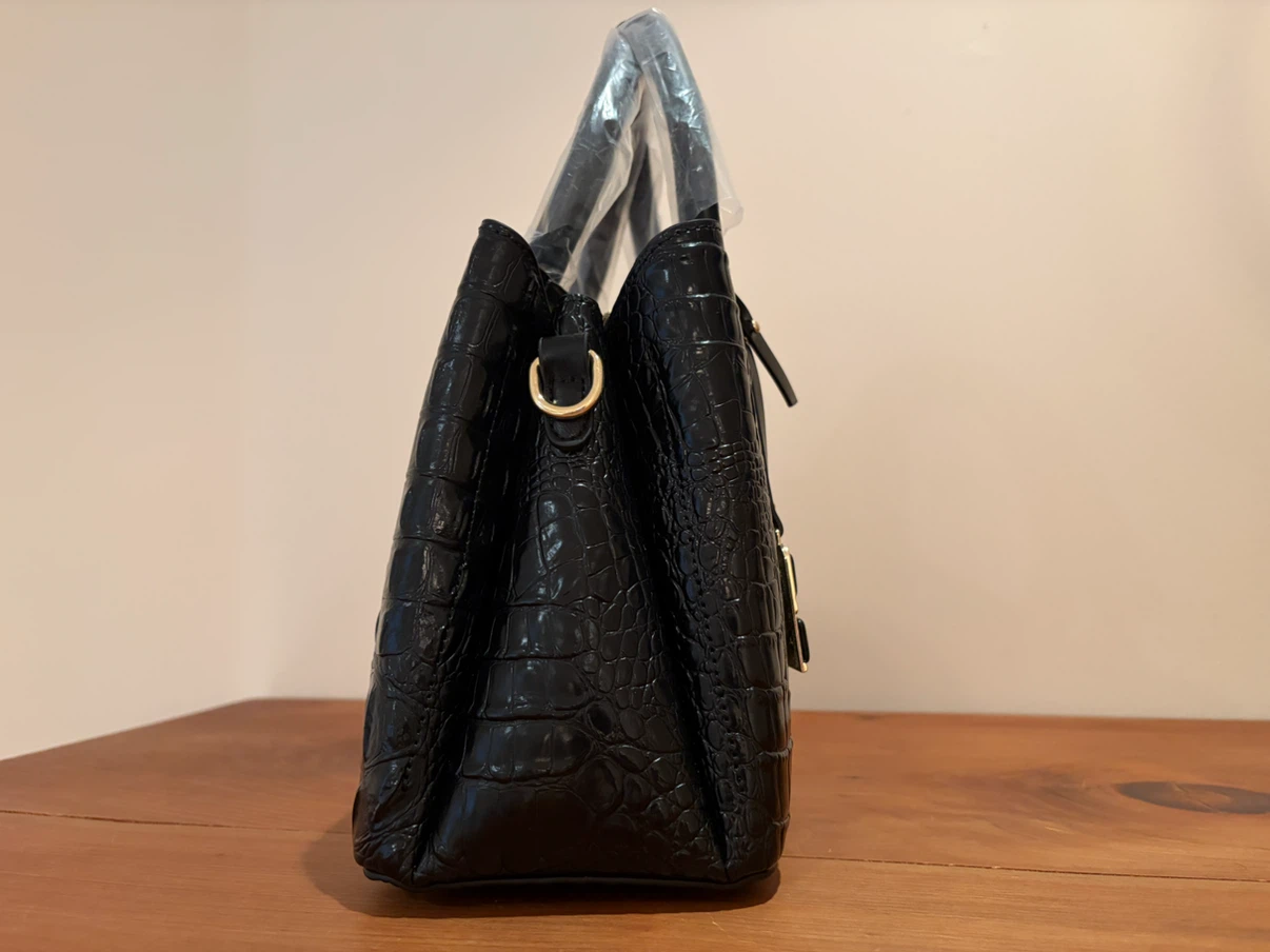 Black Croc-Embossed Handbag - photo 2