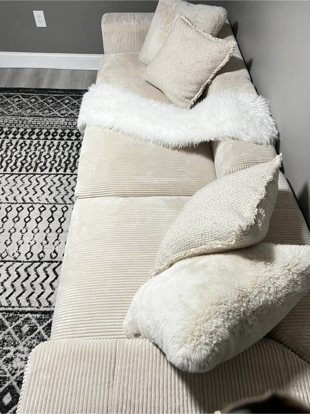Cream Corduroy Modular Sectional Sofa - photo 4