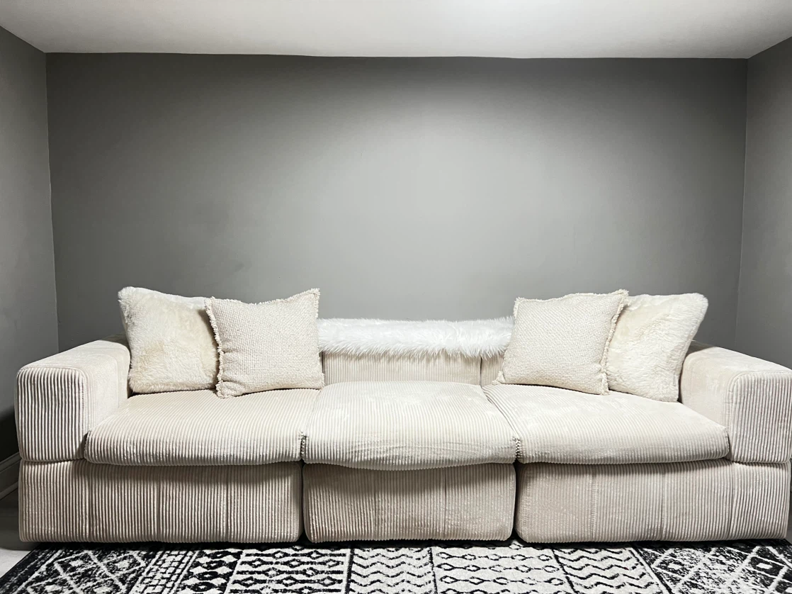 Cream Corduroy Modular Sectional Sofa - photo 5