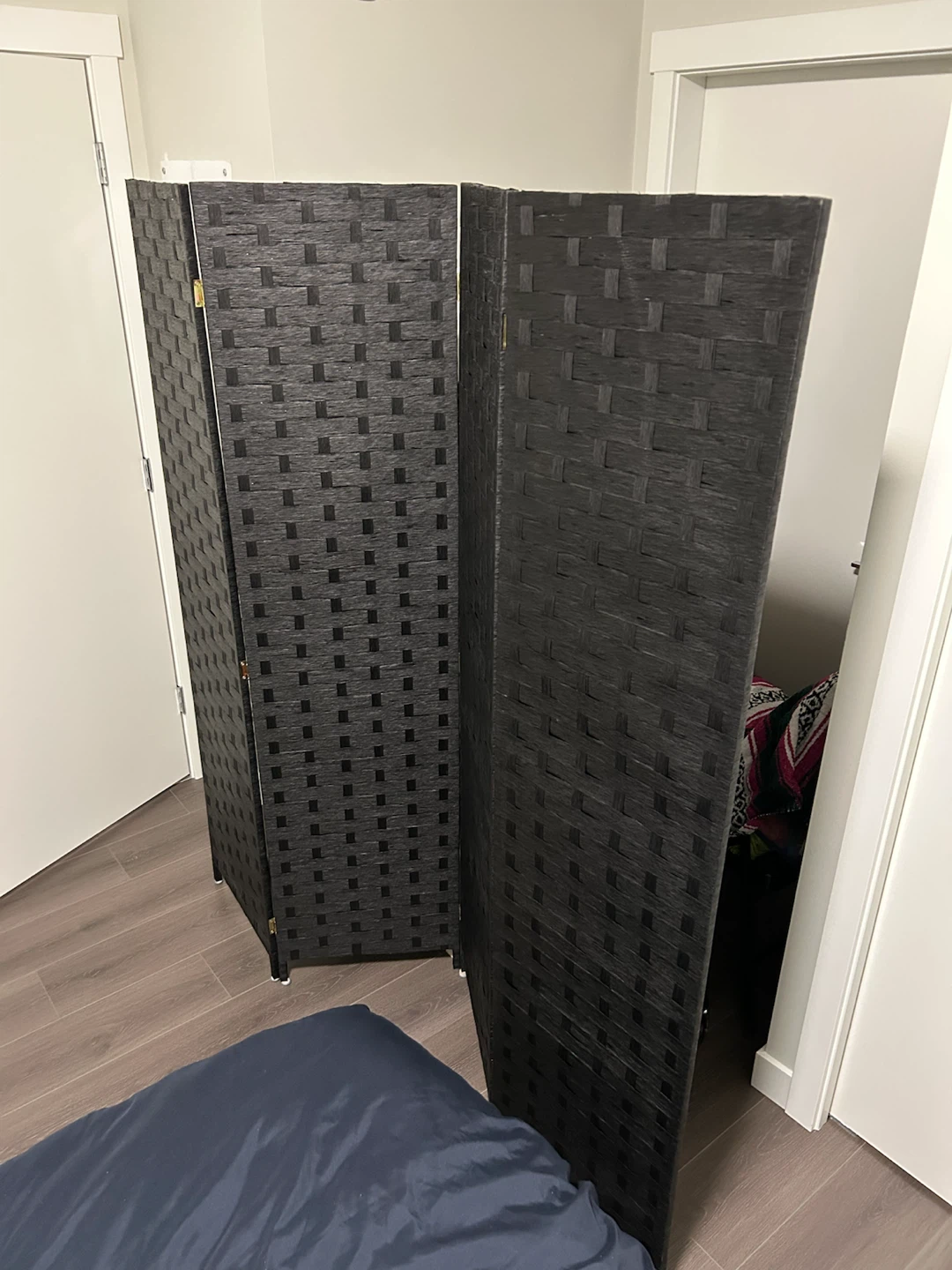 Four-panel modern black woven room divider - photo 2