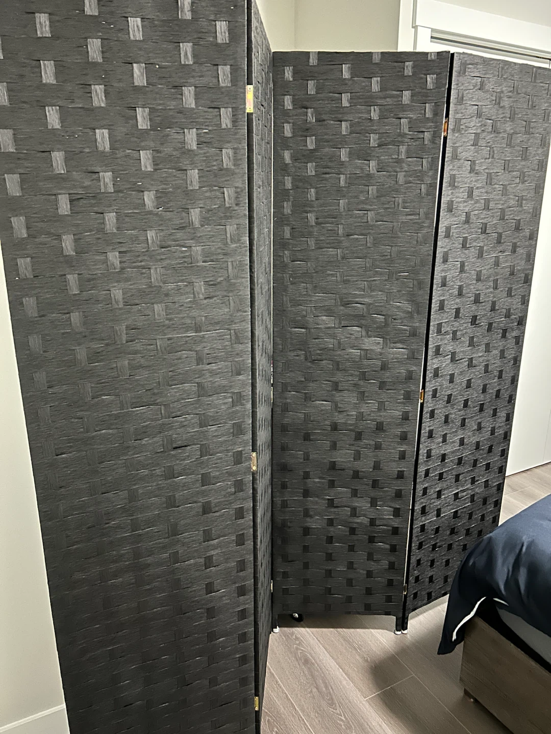 Four-panel modern black woven room divider - photo 3