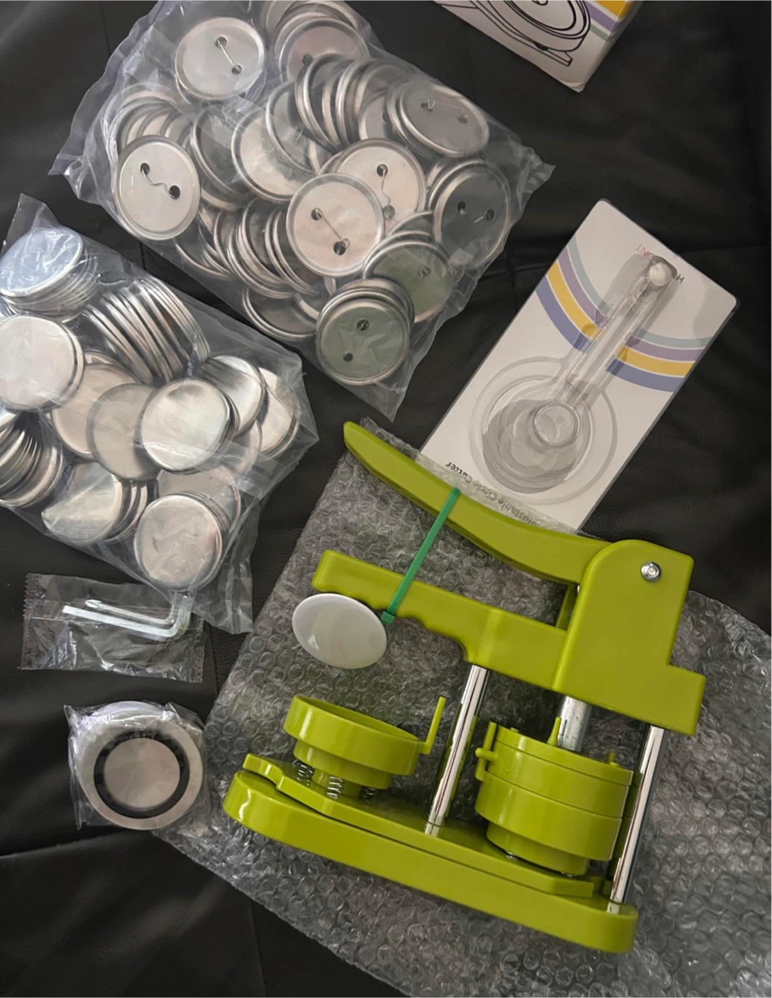 58mm Button Maker Machine Kit. 100pcs Supplies, Circle Cutter - photo 5